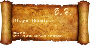 Blayer Hermiusz névjegykártya